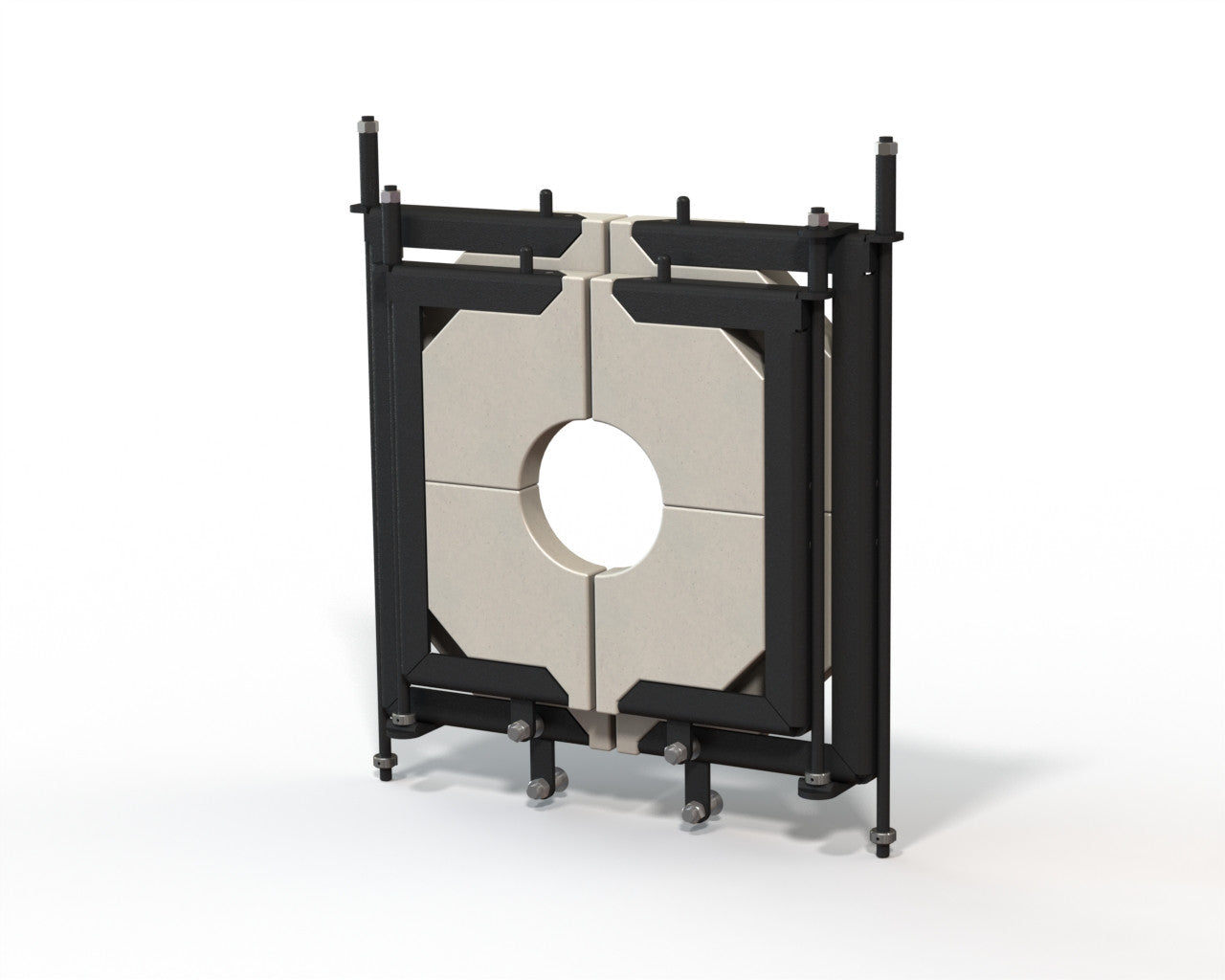 Medium, 2 door, glory hole door system with replaceable door inserts.